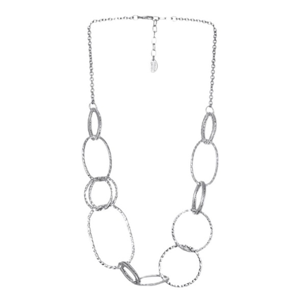 Stella And Ruby Silver Hammered Link Necklace - Picture 2 of 4